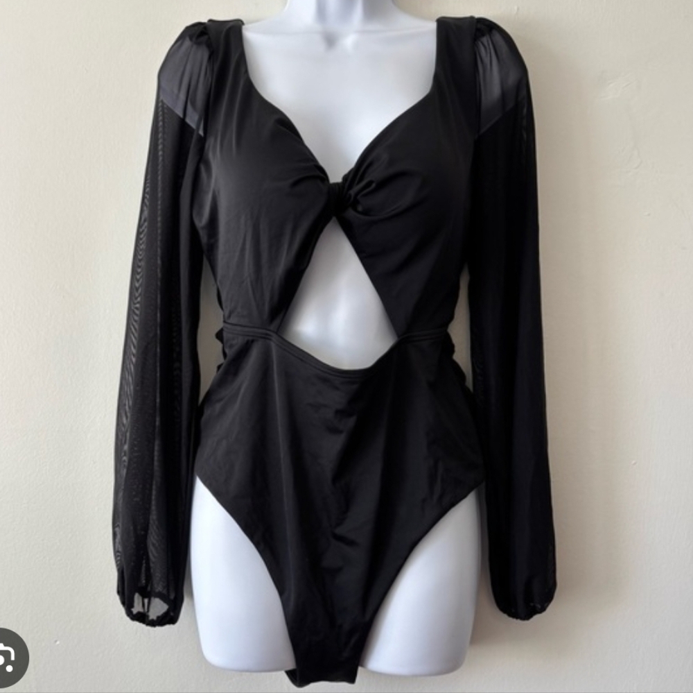 Swimsuits For All‎ Black One Piece Long Sleeve Swimsuit Size 18